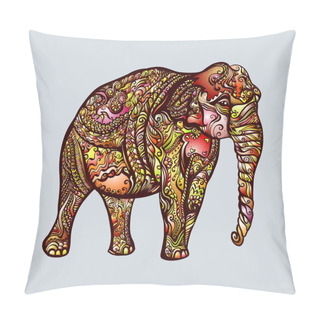 Personality  Hand-drawn Asian Indian Elephant. Color Illustration For Creative Idea Pillow Covers