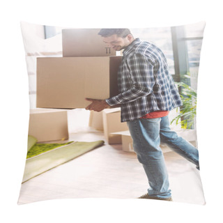 Personality  Man With Cardboard Boxes Pillow Covers