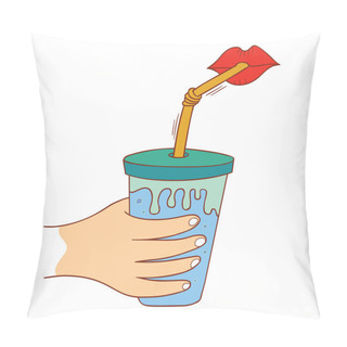 Personality  Drinking A Cup Of Juice Pillow Covers