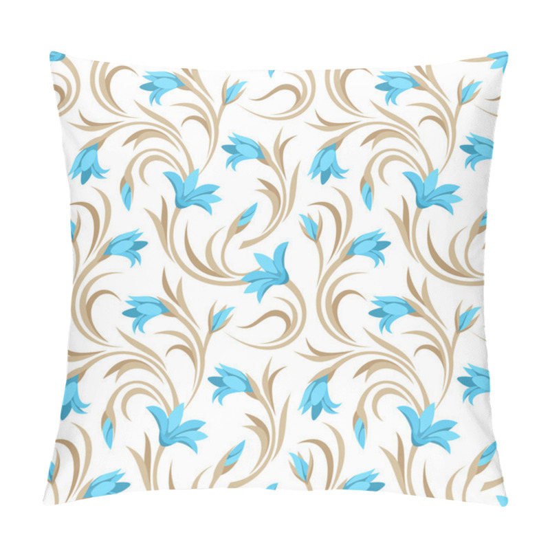 Personality  Seamless Pattern With Blue Gladiolus Flowers. Vector Illustration. Pillow Covers