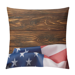Personality  Top View Of Usa Flag On Wooden Surface  Pillow Covers
