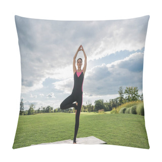 Personality  Woman Meditating In Park Pillow Covers