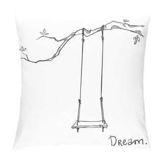 Personality  Tree With A Swing. Vector Illustration. Pillow Covers