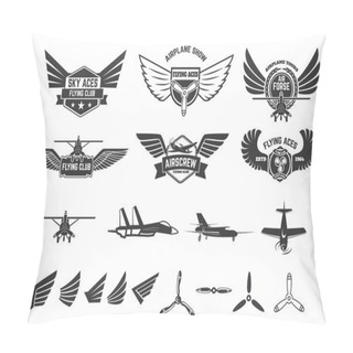Personality  Set Of Flying Club Labels And Emblems Pillow Covers