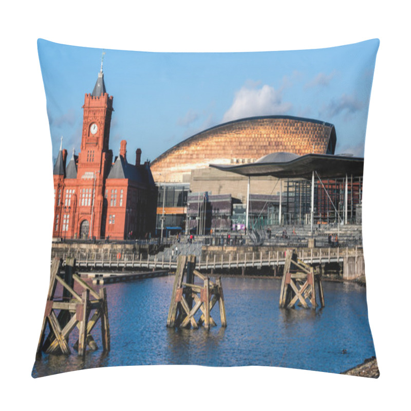 Personality  Pierhead And Millenium Centre Buildings Cardiff Bay Pillow Covers