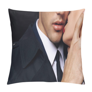 Personality  Beautiful Sensual Impassioned Couple. Office Love Story Pillow Covers