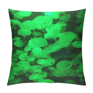 Personality  Glowing Green Jellyfish Swarm Underwater Pillow Covers