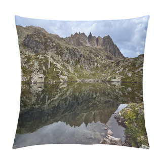 Personality  Grand Balcon Reflections: Lake Views On Mountain Trail, Chamonix, France Pillow Covers