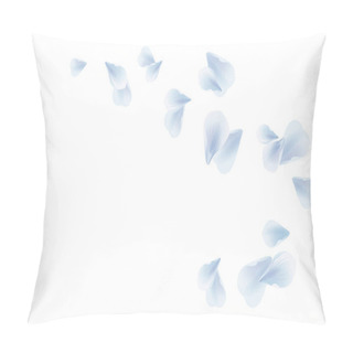 Personality  White Blue Flying Petals Isolated On White Background. Sakura Roses Petals. Vector Pillow Covers
