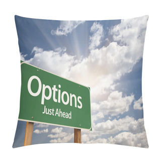 Personality  Options Green Road Sign Against Clouds Pillow Covers