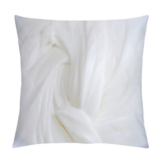 Personality  Close Up Of A White Whipped Or Sour Cream On White Background. Pillow Covers