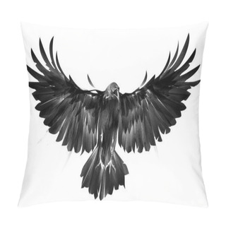Personality  Isolated Picture Of Bird Crows On White Background In Front Pillow Covers