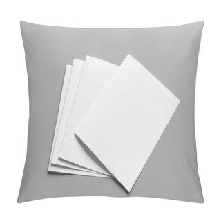 Personality  Blank Portrait Mock-up Paper. Brochure Magazine Isolated On Gray, Changeable Background / White Paper Isolated On Gray Pillow Covers