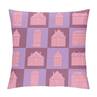Personality  Vintage Colorful Houses Pillow Covers