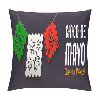 Personality  Cinco De Mayo Banner Of Mexican Paper Art Flags Pillow Covers