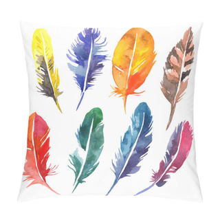 Personality  Watercolor Feathers Set. Pillow Covers