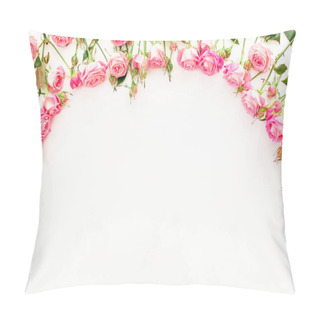 Personality   Tender Pink Roses On White Background Pillow Covers