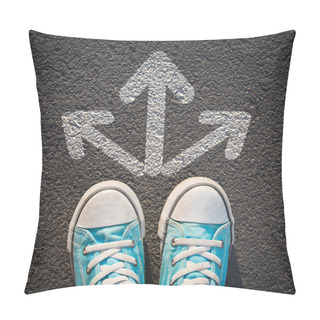 Personality  Male Sneakers With Drawn Direction Arrows Pillow Covers