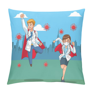 Personality  Super Doctors Couple Vs Covid19 On The Field Pillow Covers