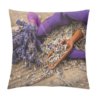 Personality  Dried Lavender And Fresh Lavender Flower, Rustic Background, The Concept Of Native Natural Medicine And Nutrition Pillow Covers