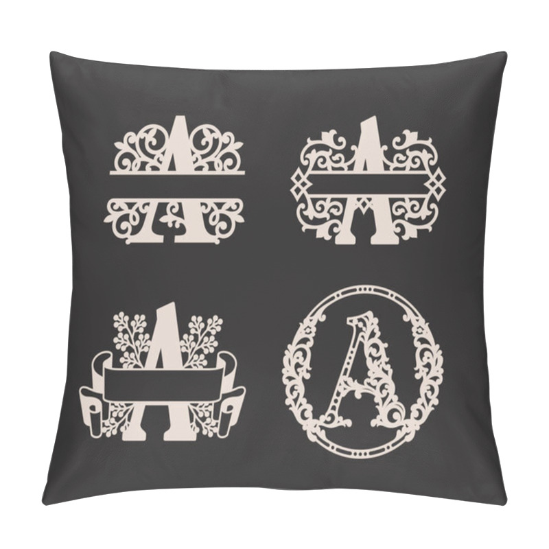 Personality  Alphabet Split Monograms,  Split Letter Monogram,  Alphabet Frame Font. Laser cut template. Initial monogram letters. Monogram Logo pillow covers