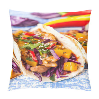 Personality  Mexican Pork Tacos With Vegetables And Pumpkin. Tacos On Wooden  Pillow Covers