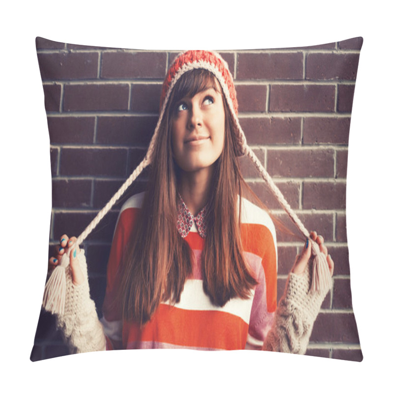 Personality  Young Smiling Girl Dressed In Color Clothes Pillow Covers