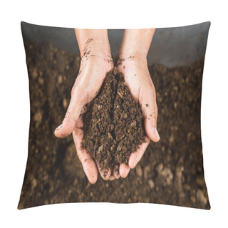 Personality  Close Up Hand Holding Soil Peat Moss Pillow Covers