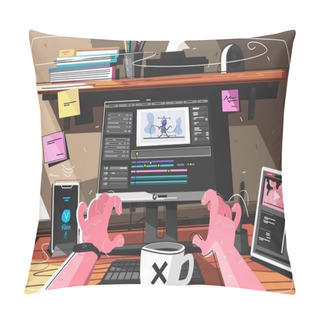 Personality  Animator Designer In Creative Process Pillow Covers