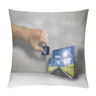 Personality  Composite Image Of Hand Building Wall Pillow Covers