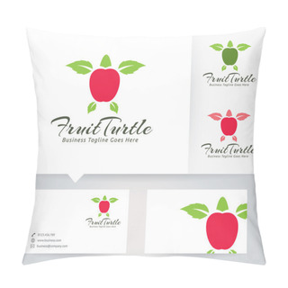 Personality  Fruit Turtle Vector Logo With Business Card Template Pillow Covers