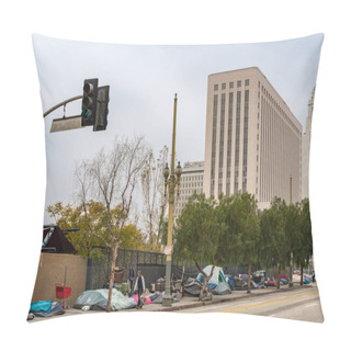 Personality  Homeless Campsite Downtown Los Angeles, California. Pillow Covers