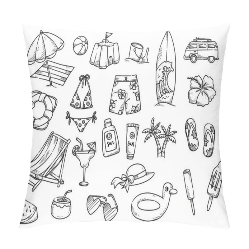 Personality  Beach theme doodle  pillow covers