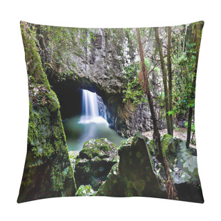 Personality  Close Up Of Rocks And A Waterfall In The Cave  Pillow Covers