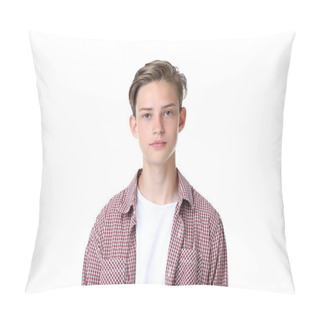 Personality  Cute Teenager Standing On White Background Pillow Covers