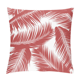 Personality  Tropical Palm Tree Leaves. Vector Seamless Pattern. Simple Silhouette Coconut Leaf Sketch. Summer Floral Background. Jungle Foliage. Trendy Wallpaper Of Exotic Palm Tree Leaves For Textile Design. Pillow Covers
