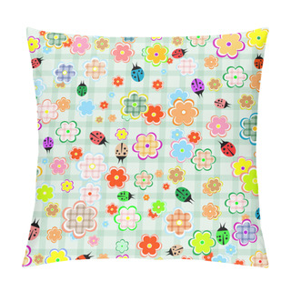 Personality  Flowers And Ladybugs Seamless Pattern Background Pillow Covers