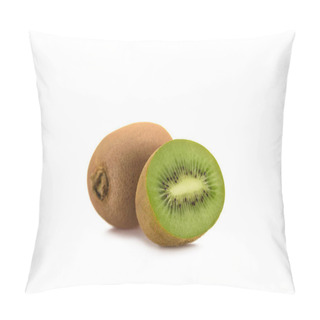 Personality  Close Up View Of Fresh And Ripe Kiwi Isolated On White Pillow Covers