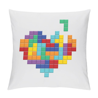 Personality  Valentines Day Card, Video Game Pixel Colorful Heart. Pillow Covers