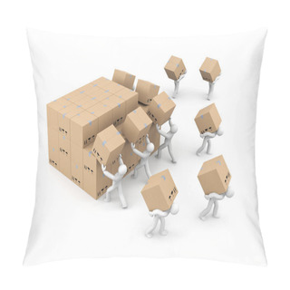 Personality  People Unloading Cardboard Boxes.  Pillow Covers