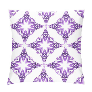 Personality  Summer Exotic Seamless Border. Purple Amazing Boho Chic Summer Design. Exotic Seamless Pattern. Textile Ready Astonishing Print, Swimwear Fabric, Wallpaper, Wrapping. Pillow Covers