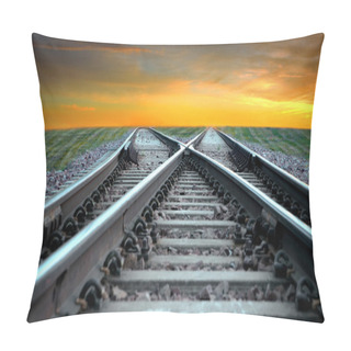 Personality  Railroad At Sunset Pillow Covers