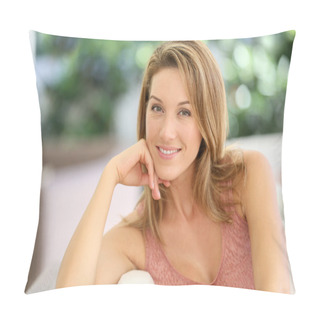Personality  Blond Woman At Home Pillow Covers