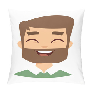 Personality  Happy Hipster Face Vector Illustration. Pillow Covers