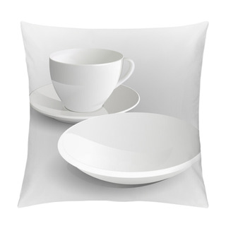 Personality  Coffee Cup And Saucer - Vector Illustration Pillow Covers