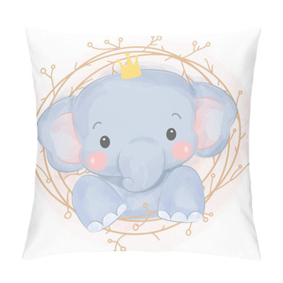 Personality  Cute Baby Elephant Illustration, Animal Clipart, Baby Shower Decoration, Woodland Illustration. Pillow Covers