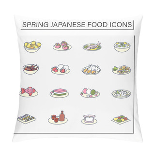 Personality  Japanese Food Color Icons Pillow Covers