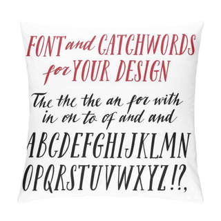 Personality  Brush Hand Drawn Vector Font Wih Catchwords Pillow Covers