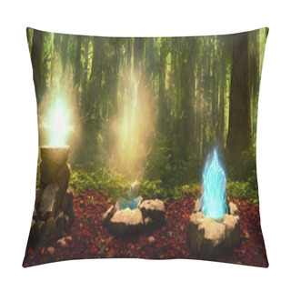 Personality  Mysterious Portal In A Magic Forest. Abstract Background. High Quality 3d Illustration Pillow Covers