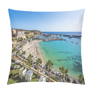 Personality  Beach And Marina At Port Adriano, El Toro, Majorca Pillow Covers